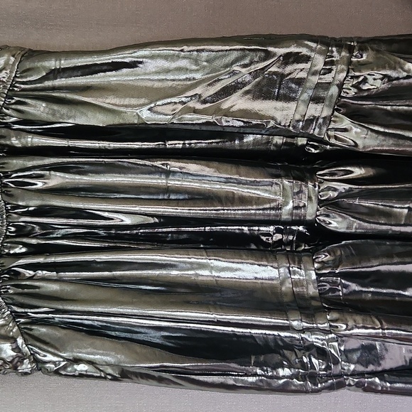 Anthropologie Somerset Maxi Carbon Silver Metallic Shine - Picture 8 of 10